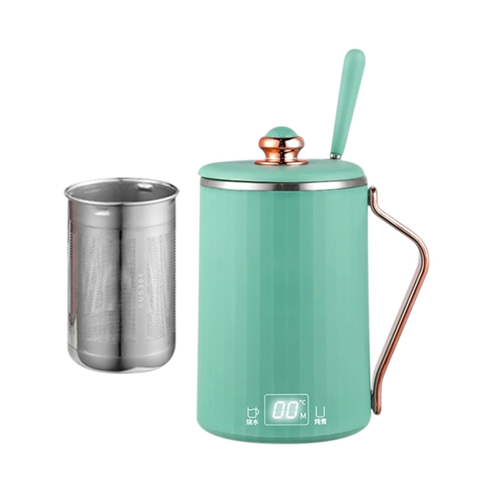 Loyerfyivos Travel Electric Kettle 450ML Stew Cup, 7 Minutes Boil Small Slow Cooker Stainless Steel Portable Saucepan With Temperature Control, Timer For Home/Office