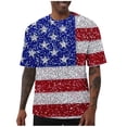 thumbnail image 6 of Ceisia Men's Independence Day Casual Short Sleeve Shirt Relaxed Fit Stretch Material Classic Print Round Neck Vacation Top Gifts for Father White S, 6 of 6