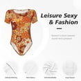 thumbnail image 6 of Daiia Hippie Flower print Women's Crew Neck Short Sleeve Bodysuit Fashion Tops Fit Casual Basic Extender Bodysuit-XX-Large, 6 of 9