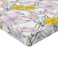 thumbnail image 4 of Ambesonne Nature Fitted Sheet, Minimal Floral Motif Print, Twin XL Size, Mustard and Pastel Purple, 4 of 5