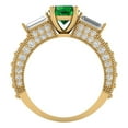 thumbnail image 4 of Three-Stone Engagement Ring for Women - 2.33ct Simulated Emerald in 14K Yellow Gold Promise Ring, 4 of 6