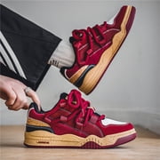 2026 New Mens Niche Design Sneakers Burgundy Trendy Style Versatile Casual Sports Outdoor Walking Shoes | All Season