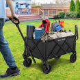 thumbnail image 2 of BEAU JARDIN Collapsible Folding Wagon Utility Beach Wagon Cart Foldable Heavy Duty All Terrain Camping Grocery Push Wagon for Sports Garden Shopping Black, 2 of 9