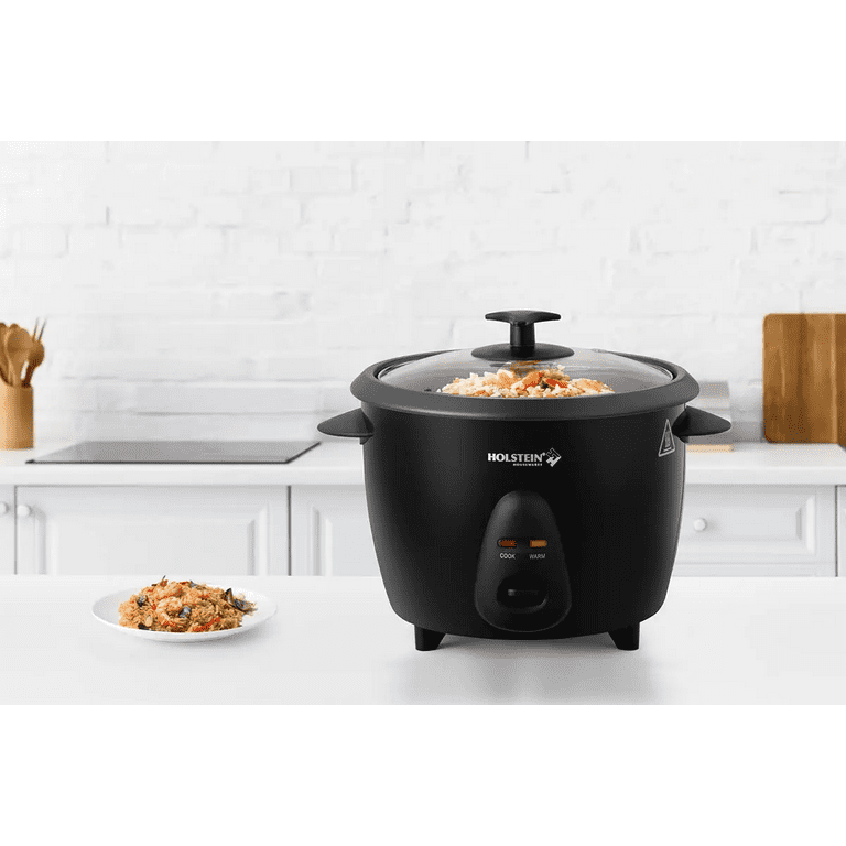 Holstein Housewares 5-Cup Rice Cooker, Black- Convenient and User Friendly  with Warm and Cook Function, Ideal for Rice, Quinoa, Oatmeal, Stews and