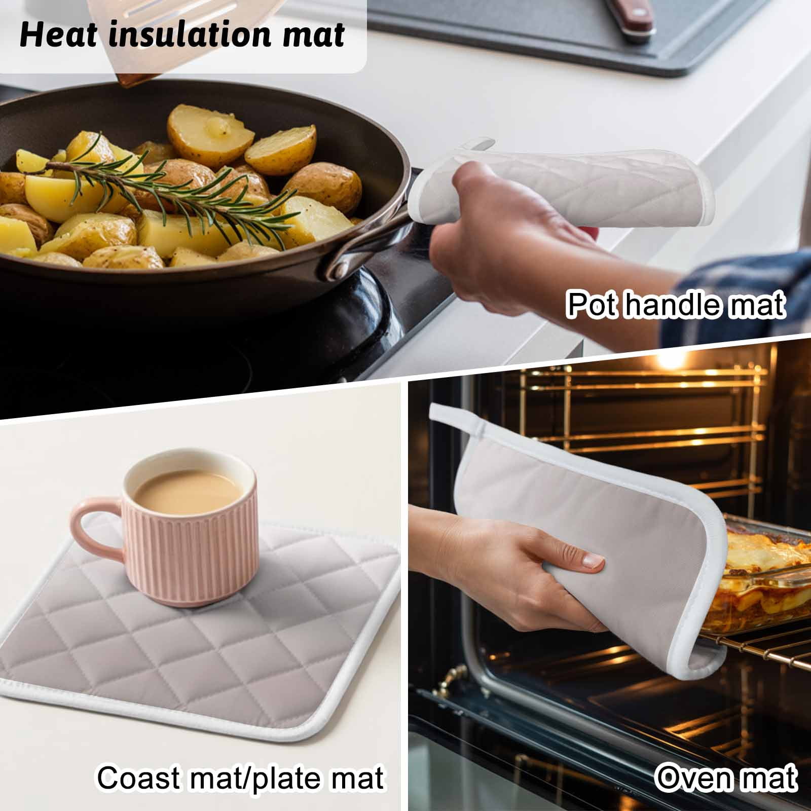 Beige Ombre Pot Holders for Kitchen Heatproof Potholder, 3 Pack White Gradient Modern Abstract Art Hot Pads Multipurpose Oven Pads Cloth Potholders Trivet for Cooking Baking