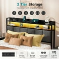 thumbnail image 5 of Z-hom Queen Bed Frame with LED Lights Headboard, Queen Size Heavy Duty Metal Hybrid Bed Frame Bed Base, Sturdy Upholstered Wooden Queen Platform Bed with Charging Ports & Storage Shelves, 5 of 11