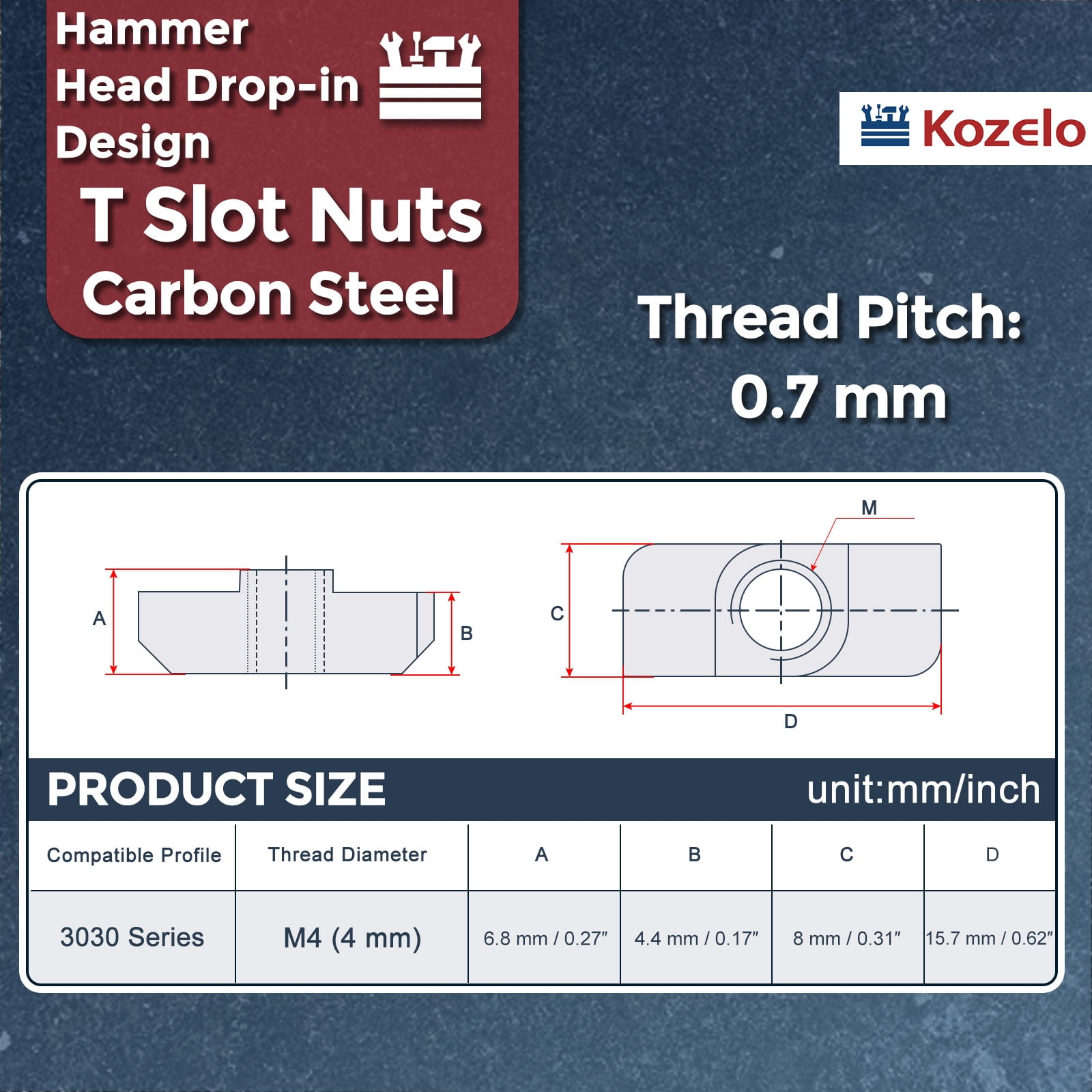 Uxcell 100 Pcs t Slot Nuts -[M4-0.7] 3030 Series t Nuts Nickel Plated Carbon Steel for Aluminum Extrusion Profile Hardware Accessories, Silver