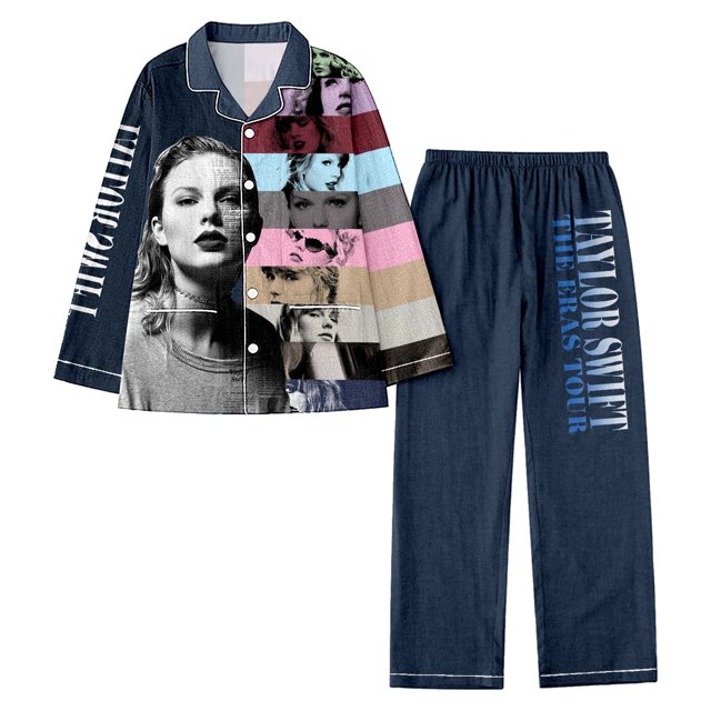 Pyjamas Imprimés Printemps et Automne Mode Quotidienne Décontractée Col en V Ensemble Manches Longues Motif Personnage Ensemble de Pyjama Imprimé