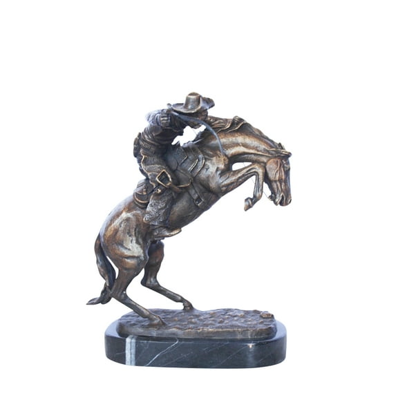 Remington replica Bronco Buster bronze statue -  Size: 8"L x 10"W x 12"H.