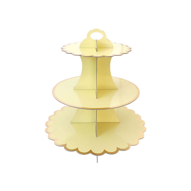 Moyic Soporte de pastel de 3 niveles, soporte de exhibición para magdalenas, magdalenas, festivales, bodas, aniversario, fiesta, mesa, bandeja de Kits de decoración para fiestas Amarillo Moyic HA063183-02