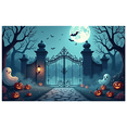thumbnail image 1 of Halloween Theme Decorative Banner Spooky Atmosphere Jack o Lanterns Gate Design for Outdoor Decorating Holiday Party Night, 1 of 5