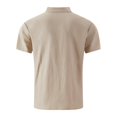 thumbnail image 5 of Mens Linen Polo Shirt Short Sleeve Breathable Casual Solid Color Pocket Top Lightweight Summer Tee for Men Out Golf Khaki L, 5 of 5