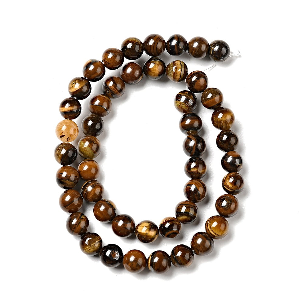 10Strand Natural Tiger Eye Beads Strands Round Grade B 8mm Hole: 1mm 47~50pcs/strand 15 inch
