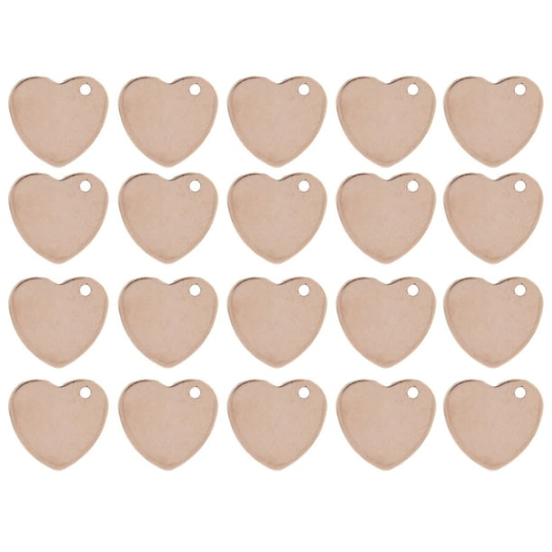 20 piezas DIY etiqueta de identificación de mascota de acero inoxidable en forma de corazón perro gato etiqueta de identificación de nombre de mascota con agujero oro rosa 13 x 14 mm/0,5 x 0,6 pu