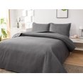 thumbnail image 4 of Green Essen 3 Pieces Solid Color Quilt Set King Size,Soft Microfiber Bedding Sets Lightweight Bedspread Reversible Coverlet Bed Cover(Dark Grey), 4 of 8