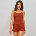 thumbnail image 2 of Pijama de mujer sexy con tirantes y pantalones cortos, pijama de dos piezas, traje de mujer de color liso a rayas, ropa de casa, pijama, 2 of 5