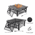thumbnail image 2 of Fire Pits for Outside, 32" Wood Burning Fire Pit Tables with Screen Lid, Poker, BBQ Net, Backyard Patio Garden Outdoor Fire Pit/BBQ Fire Pit, Black, 2 of 5