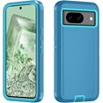 thumbnail image 1 of KMEK7-pour Google Pixel 8A Étui, Protection Robuste 3 Couches Antichoc Étui Rigide Anti-Poussière/chute Intégrale Durable Anti-Empreintes Digitales avec Protection Port, Bleu Lac, 1 of 4