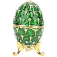 thumbnail image 1 of Vintage Egg Trinket Box - Unique Hand Painted Enameled Jewelry Box, Limited Edition Collectible, Unique Home Decor (Emerald), 1 of 6