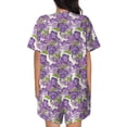 thumbnail image 3 of Kdxio Violets Flowers Print Pajamas Sets for Women Short-Sleeved Pjs with Lounge Shorts Two Piece Sleepwear S-4XL, 3 of 9