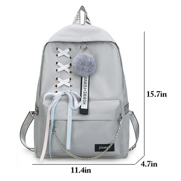 Coofit School Backpack Fashion Simple Travel Backpack Book Bag with Bag Pendant