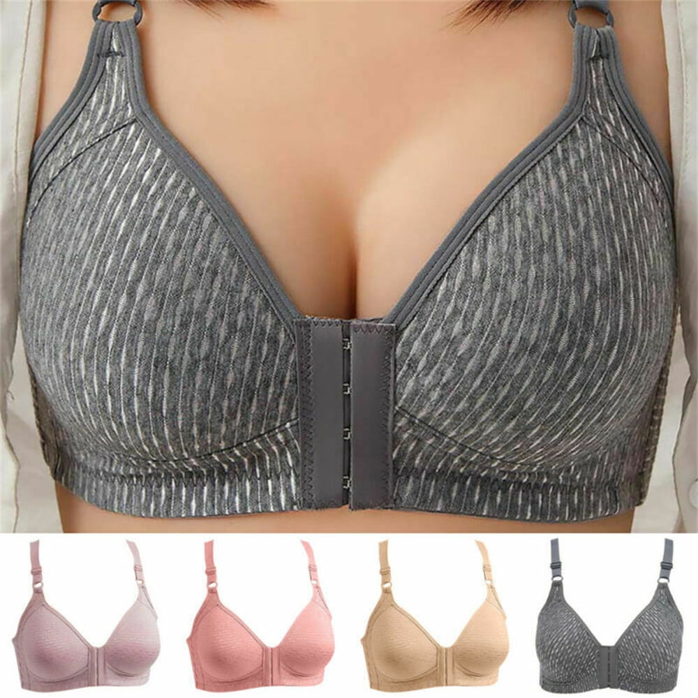 Women High Support Push Up Front Close Padded Sports Bra Front Closure Push Up Bra Wireless