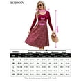 thumbnail image 5 of Yesfashion Women's Long Sleeve Vintage Floral Patchwork Dress Flared A-line Swing Casual Party Midi Dress, 5 of 5