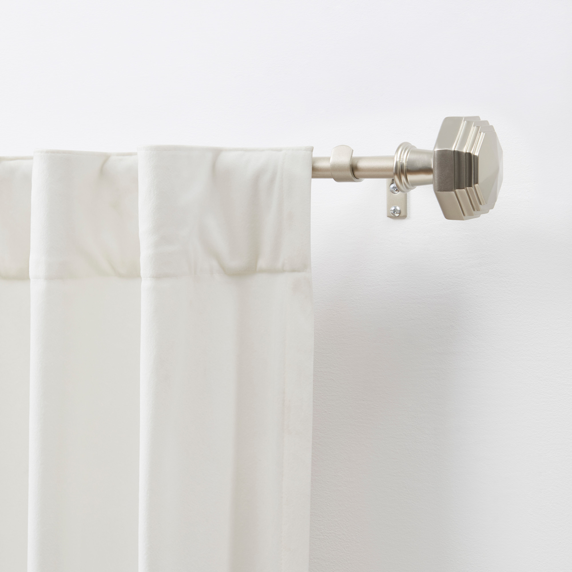 Martha Stewart Chatsworth 3/4", Adjustable Curtain Rod and Finial Set, Matte Nickel, Silver, 36'' - 66'' Long