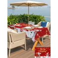 thumbnail image 4 of Outdoor Tablecloth with Umbrella Hole and Zipper, Red Christmas Rectangle Table Cloth 60x120 Inch Waterproof Tablecloth, Santa Snowman Xmas Gifts Snowflake Winter Picnic Table Cover for Patio Camping, 4 of 7