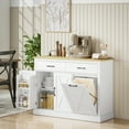 thumbnail image 2 of HOMCOM Tilt Out Trash Cabinet with Charging Station, Kitchen Island, White, 2 of 10