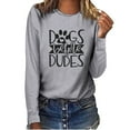 thumbnail image 1 of Pompotops Femmes Imprimé Décontracté Col Rond Manches Longues T-shirt Tunique Tops Blouse, 1 of 6