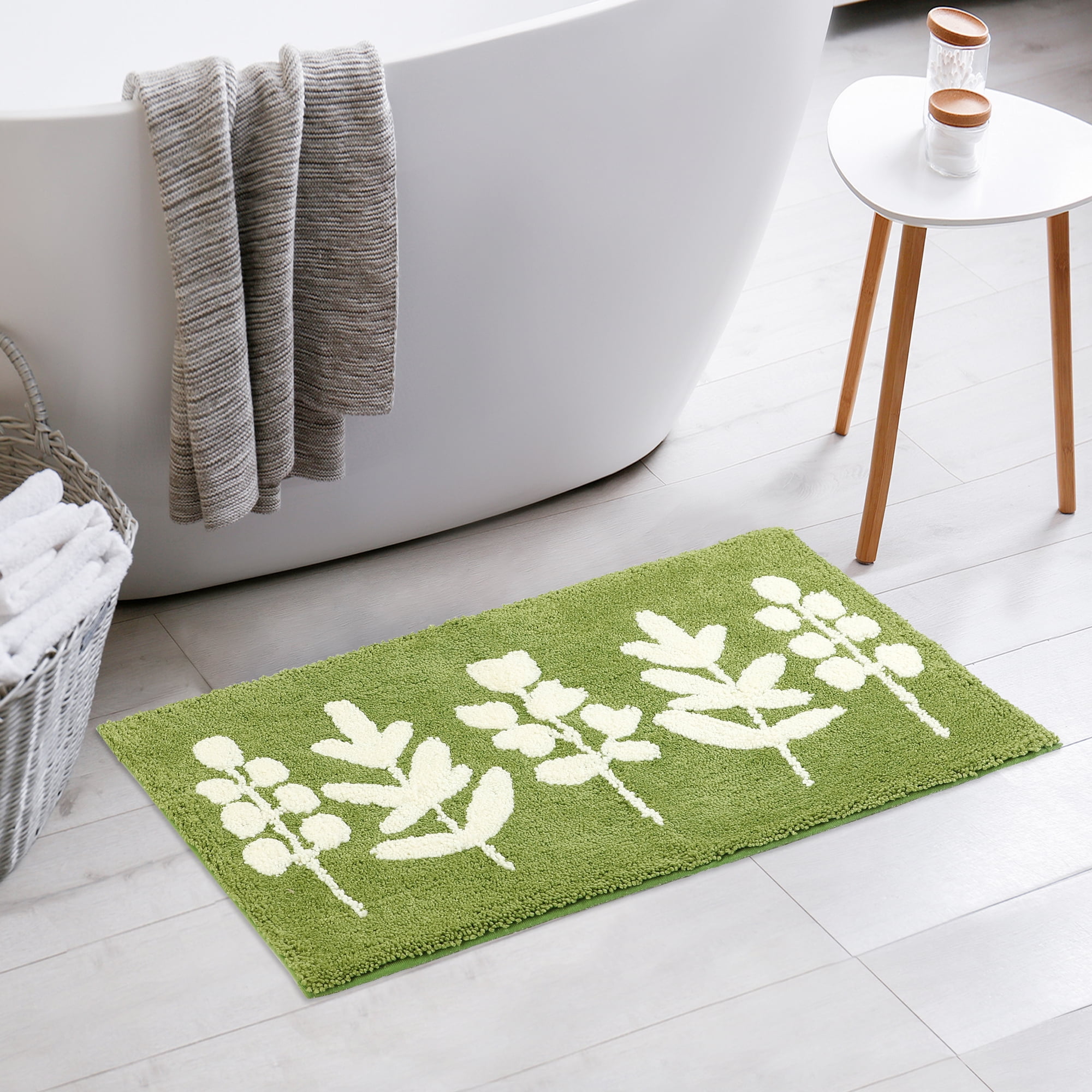 Unique Bargains Bathroom Rugs Soft Plush Fluffy Non-Slip Printing Quick Dry Bath Rugs Leaves-2 18"x26"
