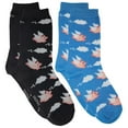 thumbnail image 6 of Foozys Small/Medium Novelty Crew Socks | Flying Pigs Cute, Fun & Makes a Great Gift! | 2 Pair (Black & Blue) | Women’s Shoe Size 4-10, 6 of 10