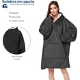 thumbnail image 2 of Sudadera Cobija Bluelander con Capucha, Manta Térmica, Unitalla, Gris Oscuro Bluelander NA, 2 of 4