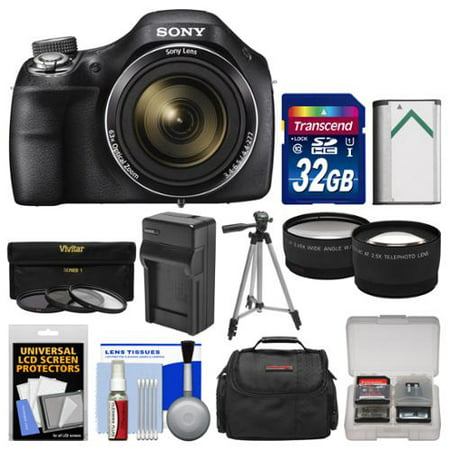 Sony Cyber-Shot DSC-H400 Digital Camera with 32GB Card + Case + Battery/Charger + Tripod + 3 UV/ND8/CPL Filters Kit