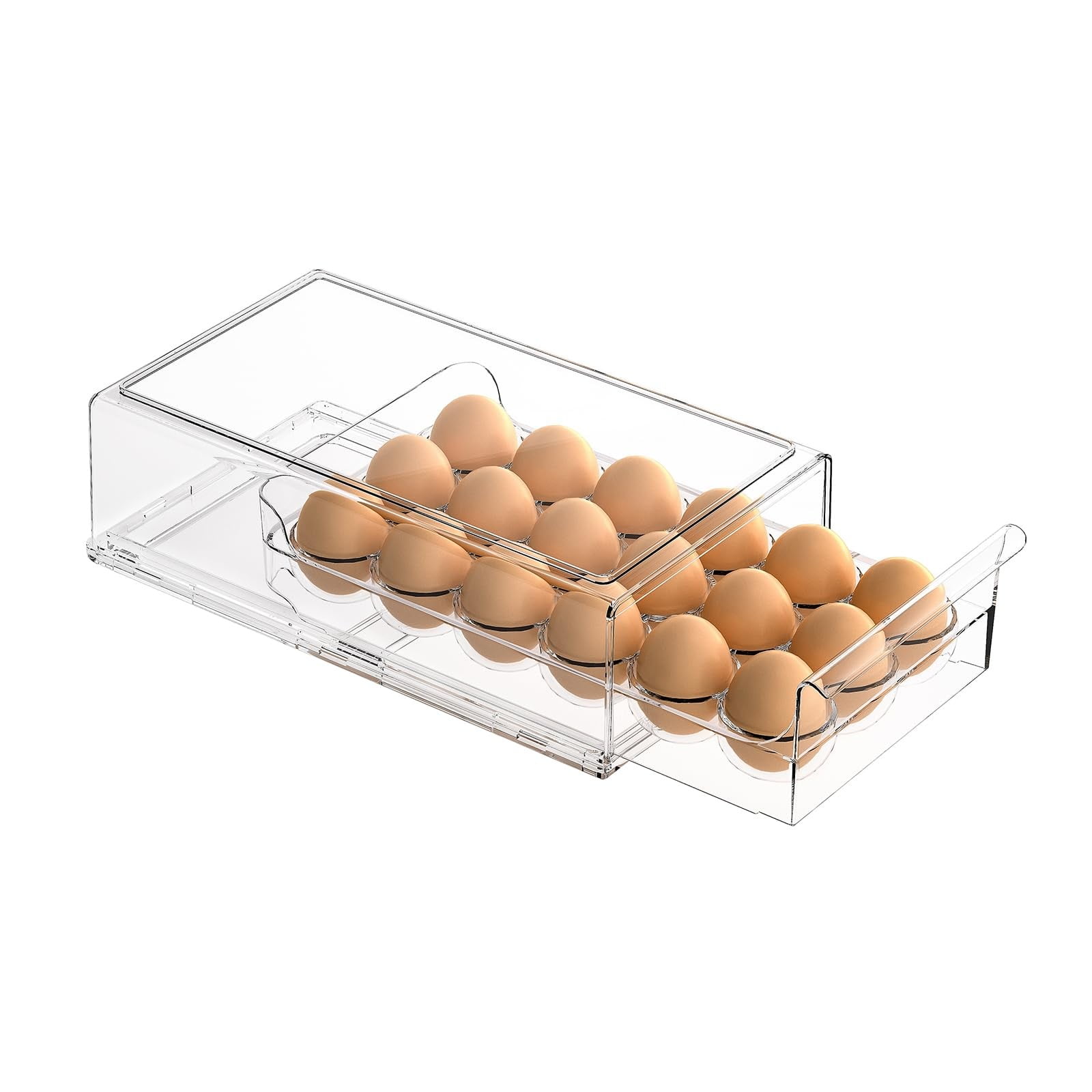 Kingtowag Stackable 12/18 Egg Holder for Fridge, Transparent Egg Dispenser Refrigerator Organizer, Large Inventory, Large Inventory