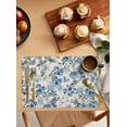 thumbnail image 2 of Placemats 1 Pack, Vintage Blue Flower Woven Placemat, Linen Place Mats for Kitchen/Dining Tables, Farmhouse Botanical Floral Retro Washable Table Mats for Party, 2 of 8