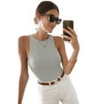 thumbnail image 4 of REORIA Tank Bodysuit for Women Halter Neck Sleeveless Ribbed Bodysuit Basic Tank Tops, 4 of 9