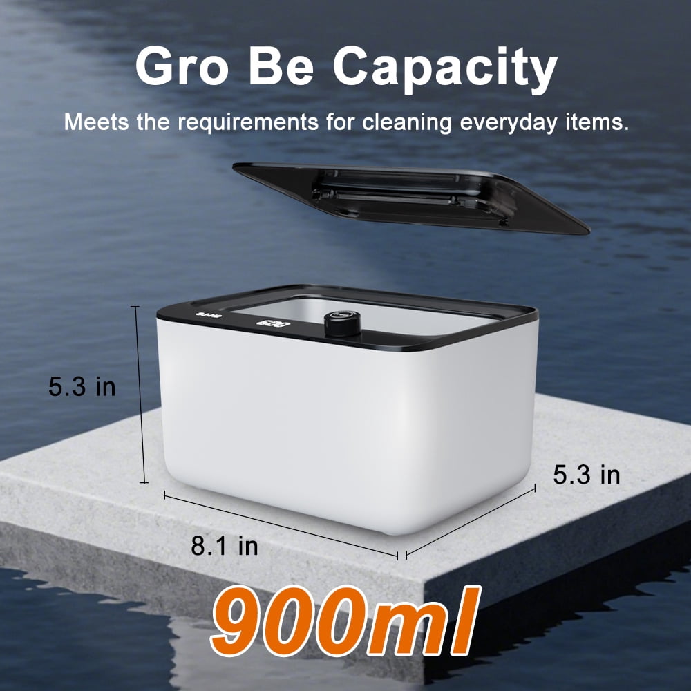 Ultrasonic Cleaner 900ML Ultrasonic Jewelry Cleaner 45kHz Denture Cleaning Machine for Jewelry/Rings/Eyeglasses/Watch Strap