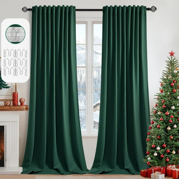 Cortinas MIULEE Christmas Hunter Green Blackout 260 x 260 cm, 2 paneles
