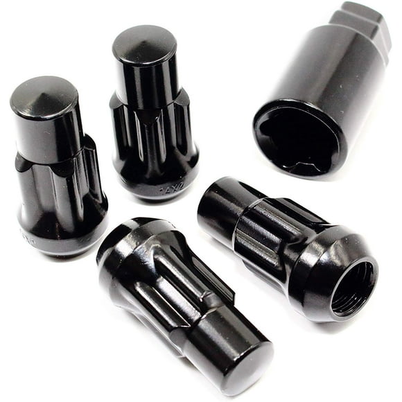 Ensemble de 4 Verrous de Roue de Sécurité 14x1.5 Veritek Gland Noir 1.75 Pouces pour Buick Cadillac Chevy Ford GMC Jeep Nissan Toyota Aftermarket Roues sur Mesure SUV Camion