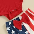 thumbnail image 7 of Okbabeha Baby Girl 4th of July Outfit 3 6 9 12 18 Months Letter  one-piece  Romper+StripeStar Flag Flare Pants Headband Set, 7 of 7
