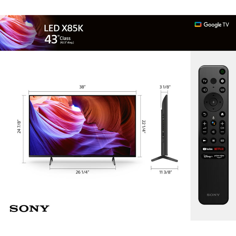Sony 43” Class 4K Ultra HD LED with Smart Google TV KD43X85K- 2022 Model -
