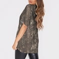 thumbnail image 4 of Ropa de trabajo de manga corta con cuello redondo y bolsillos para mujer, Tops estampados, Tops de verano para mujer, 4 of 7