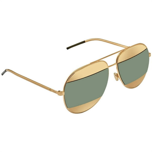 Dior Split Gold, Green Mirror Pilot Sunglasses DIORSPLIT1 50000000