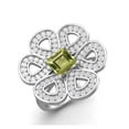 thumbnail image 2 of 1.33 Ctw Square Peridot 925 Sterling Silver Cocktail Cluster Mother's Day Gift Ring, 2 of 3