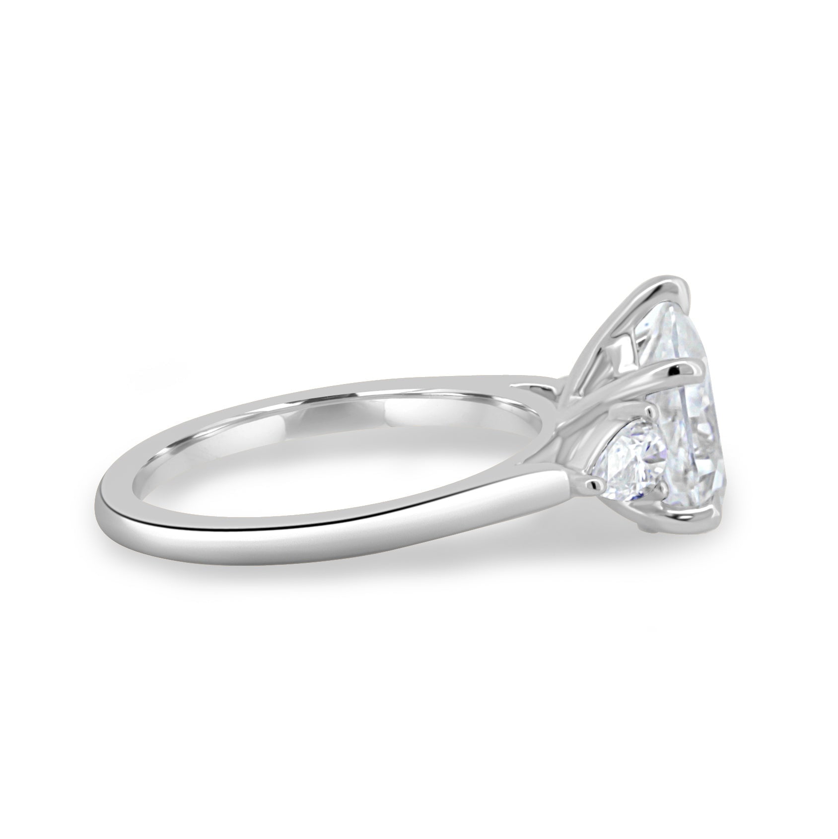ESTE ORIGIN 2.00Ct Pear Cut Moissanite Trilogy Engagement Ring – 5 Claw Cathedral Setting in 10K White Gold for Women US 4.5