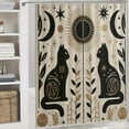 thumbnail image 5 of Shangniulu Boho Mid Century Shower Curtain Cute Cat Shower Curtain for Bathroom with Hooks Minimalist Abstract Fabric Shower Curtain, 5 of 6