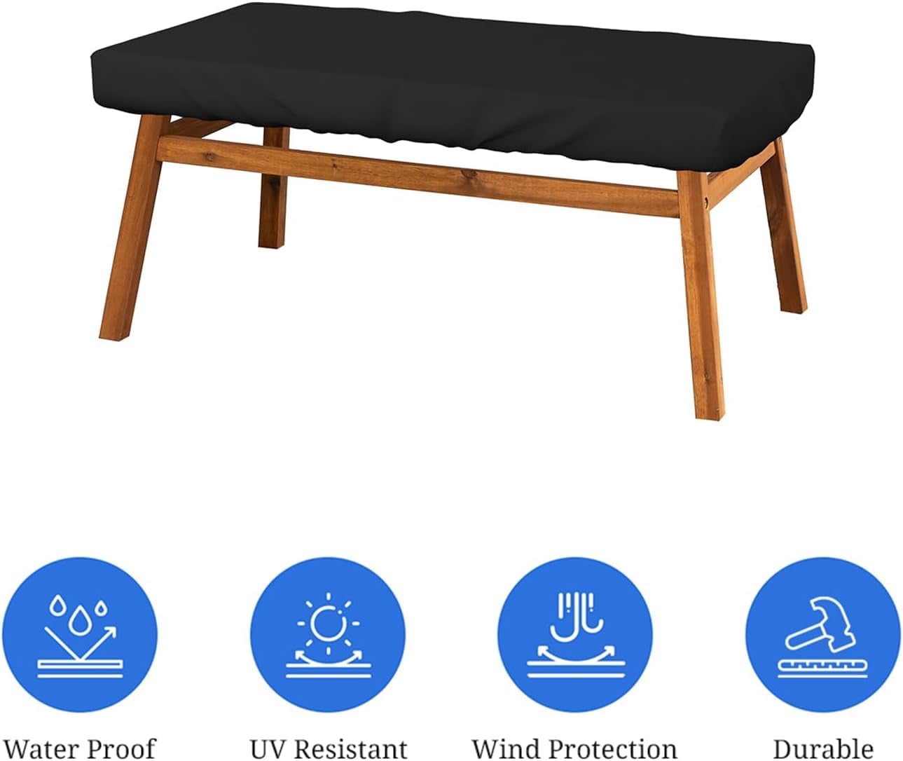 Covers & All Rectangle Table Top Cover, 18 Oz Heavy Duty Waterproof UV & Weather Resistant Patio Table Cover, Outdoor Table Cover for Patio Outdoor Furniture (5" H x 100" W x 50" D Inches, Black)