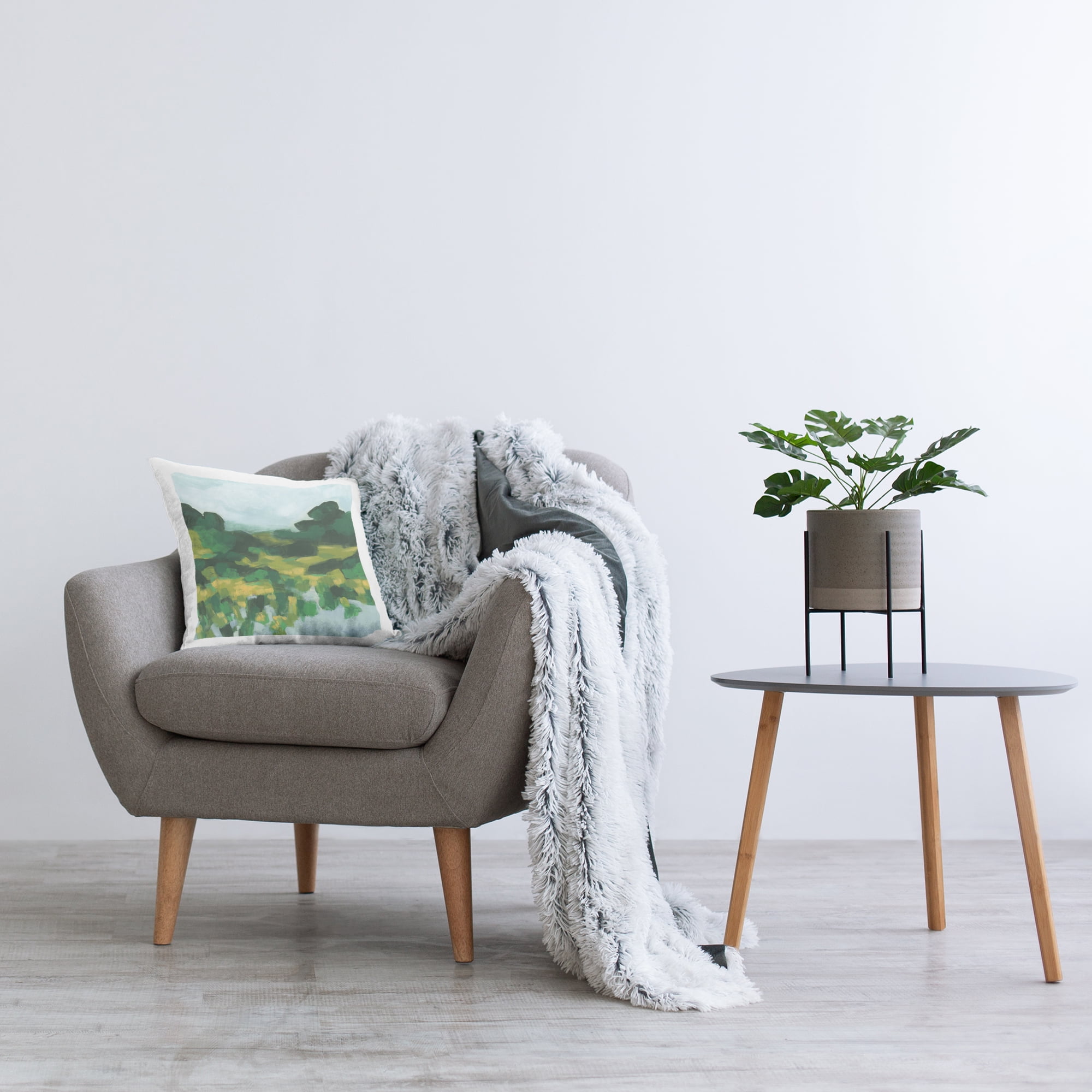 Stupell Industries Abstract Lush Green Landscape Decorative Printed Throw Pillow Design by June Erica Vess .